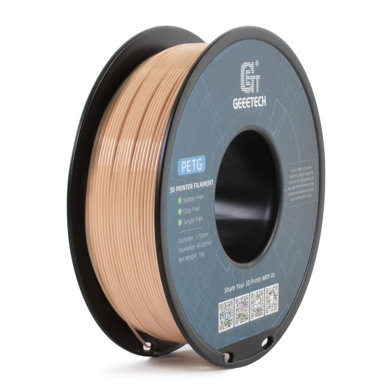 Geeetech PETG Filament 1.75mm, 1 KG (2.2lbs) Spool 3D Printer Filament, High-Toughness, ±0.02mm Accuracy, Neatly Wound & Moistureproof, Non-Clogging Non-Stringing, Fits Most FDM Printers (Skin) - Image 1